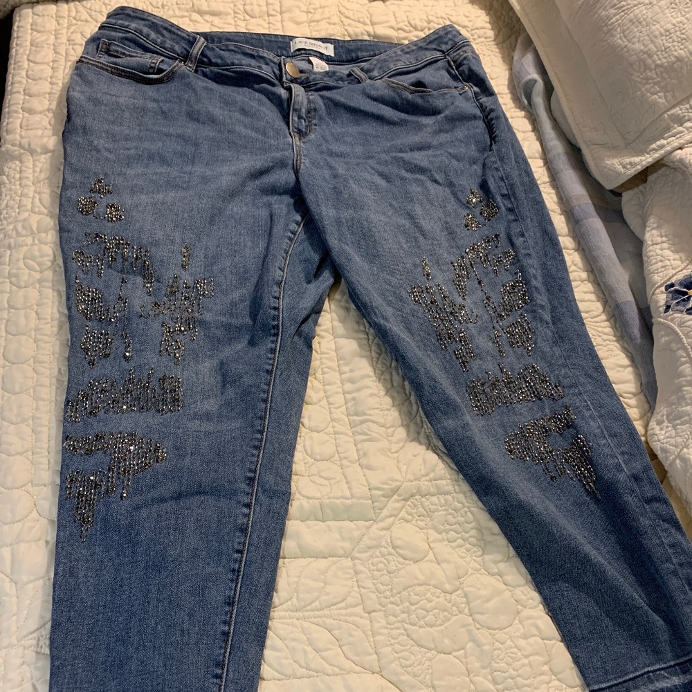 Lane Bryant Denim Jeans Super Stretch Skinny Bling Beaded